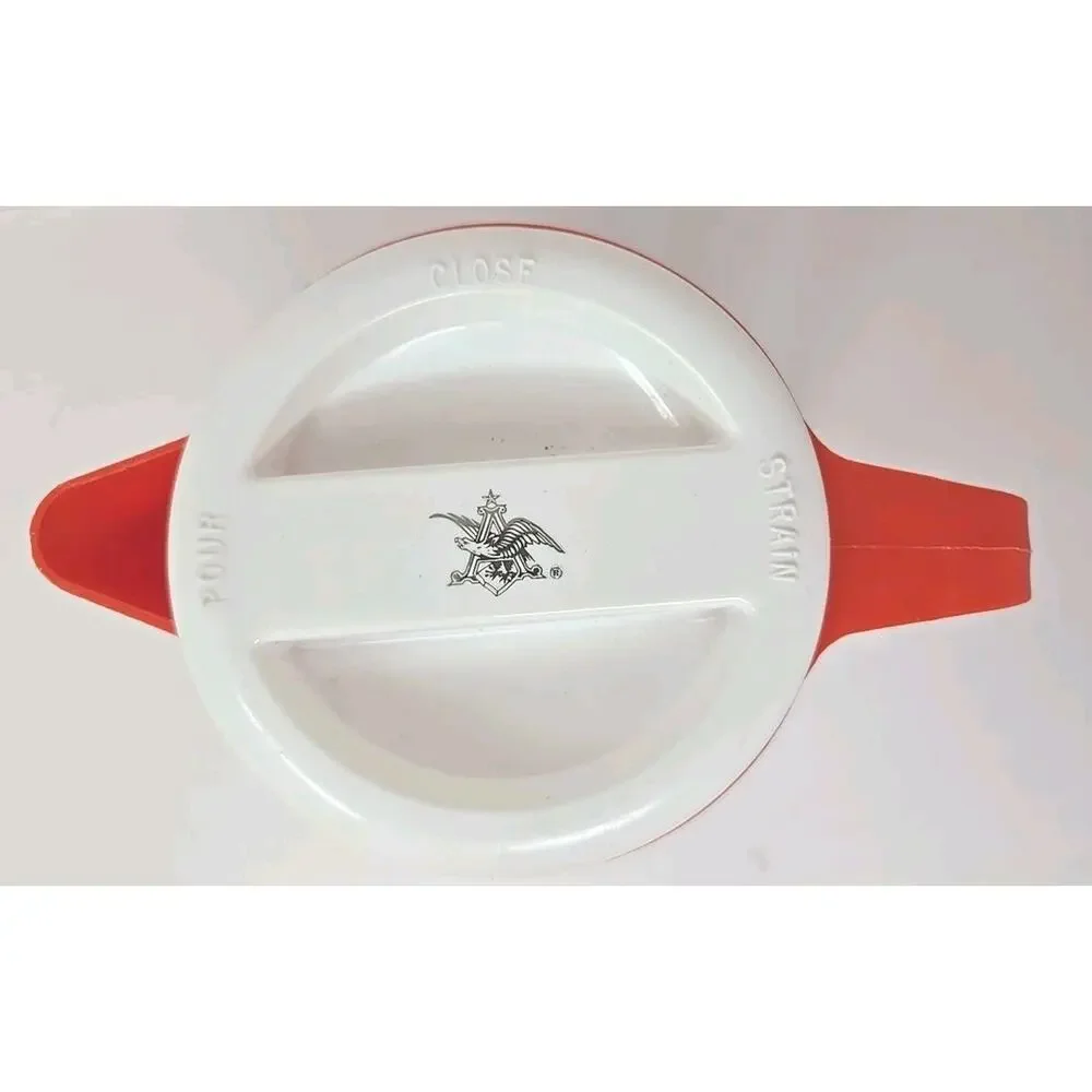 Vtg Anheiser Busch Advertising Juice Plastic Pitcher Red W‎ Lid 9.5